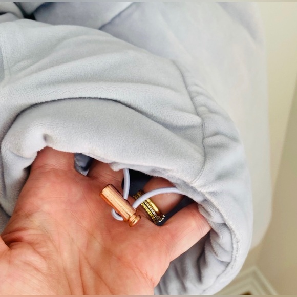 Old Navy Quilted Velour velvet suede Gray lilac purple Puffer Jacket Coat - Picture 7 of 7